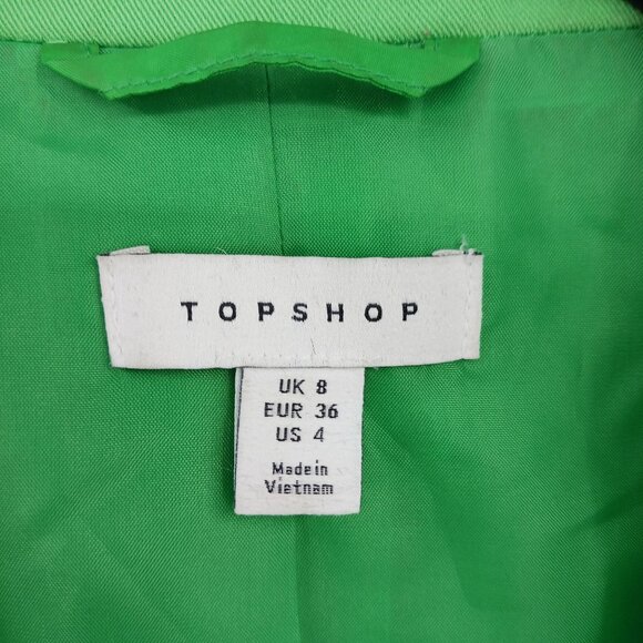 Topshop Green Longline Blazer Jacket Size 4 US Boardroom Chic Officecore Career - Picture 3 of 11